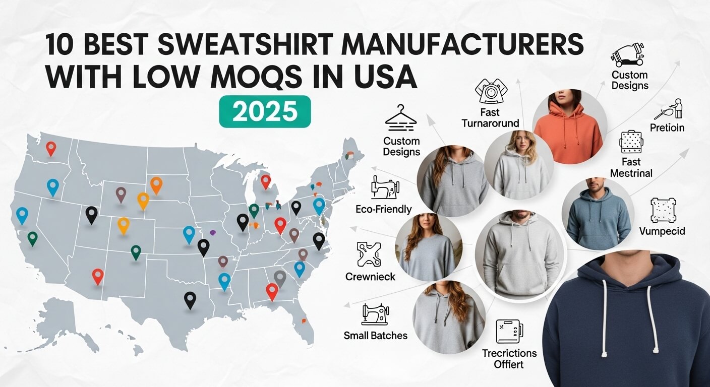 10 Best SweatShirts Manufacturers With Low MOQs In USA 2025